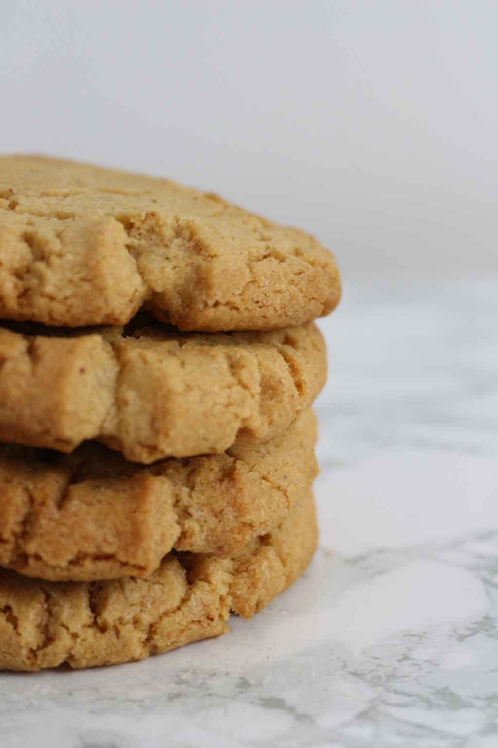 close up of a stack of 4 cookies