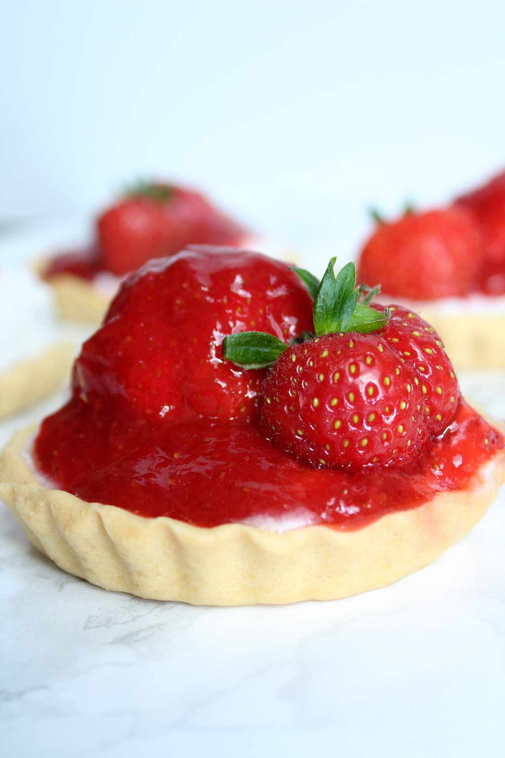 mini strawberry tart on counter