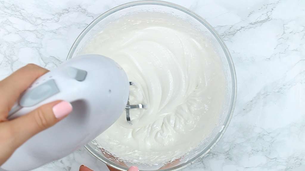 glossy white meringue mixture 