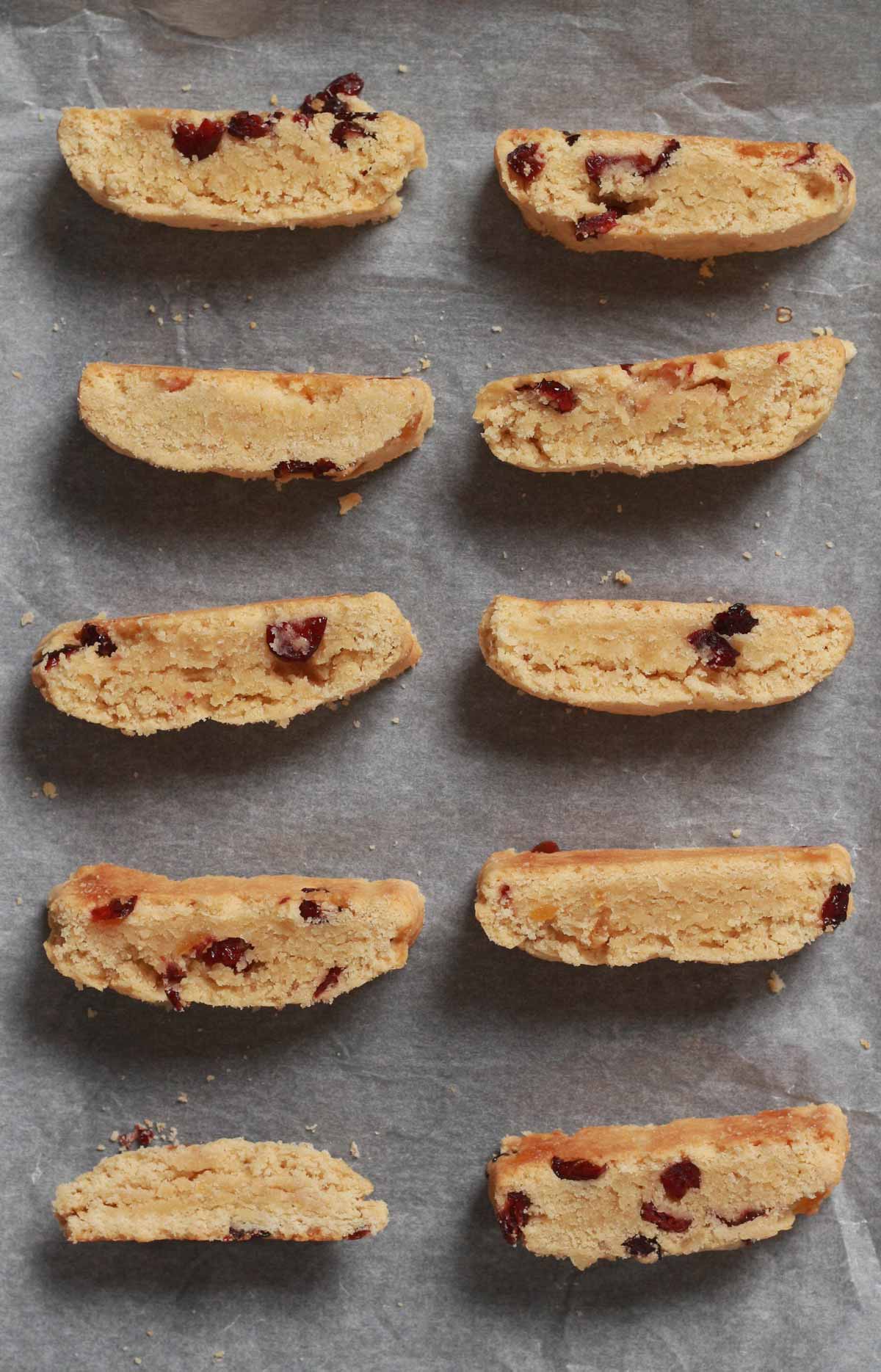 Half Baked Biscotti Slices On Baking Tray