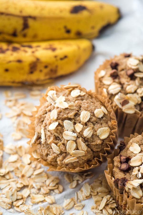 banana muffins with oats on top