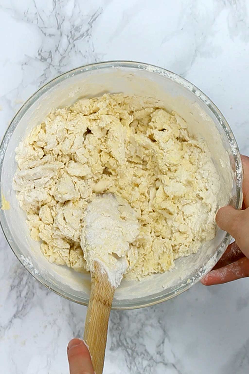 mixing the cookie dough together