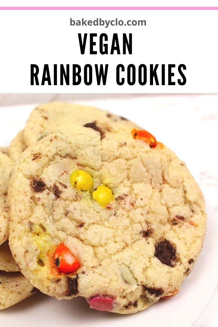 Pinterest pin- vegan rainbow cookies