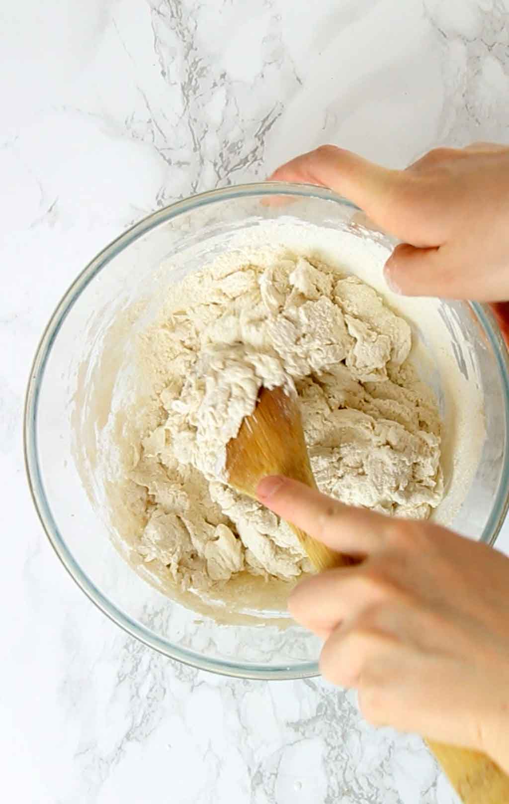 Mixing The Scone Dough In A Bowl