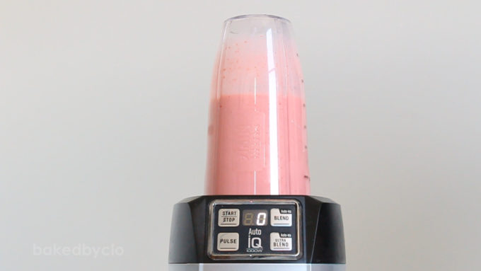 strawberry milkshake in the blender