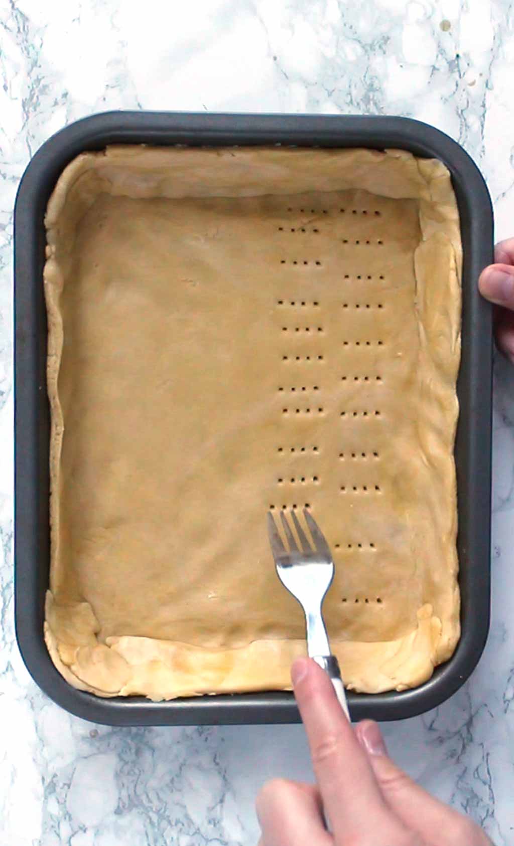 Docking the pastry with a fork