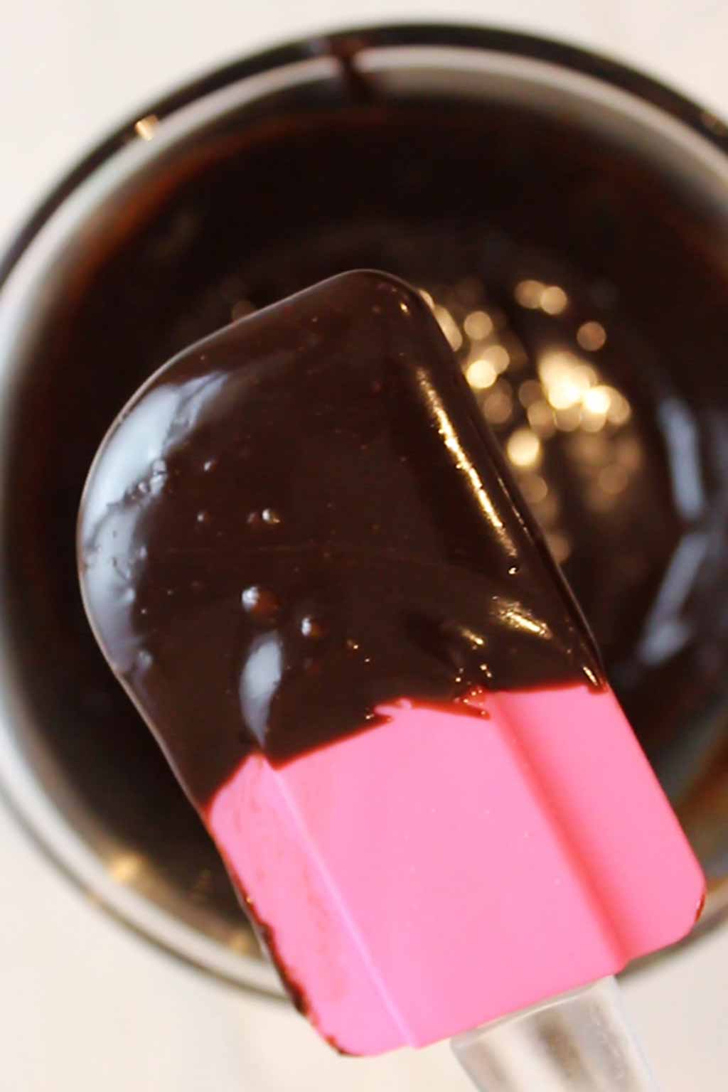 Ganache On The End Of A Pink Spatula
