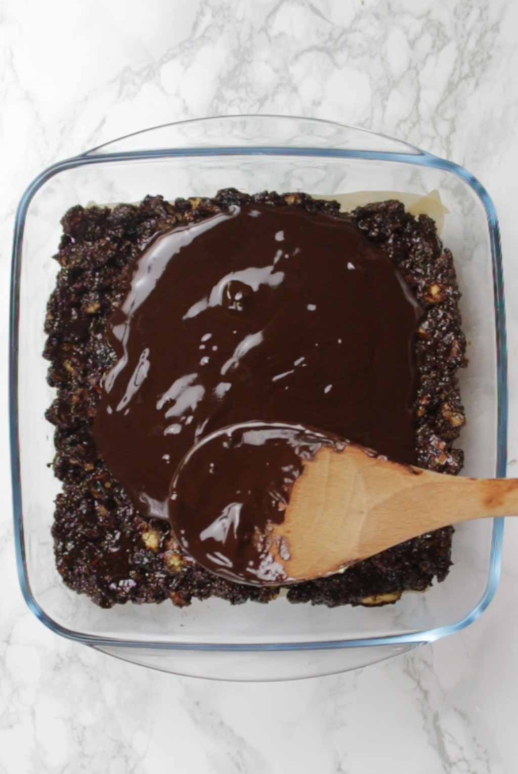 Spreading Melted Chocolate On Top