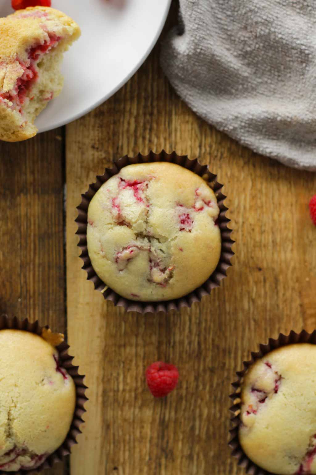 Overhead Shot Of Raspberry Muffins On A Table