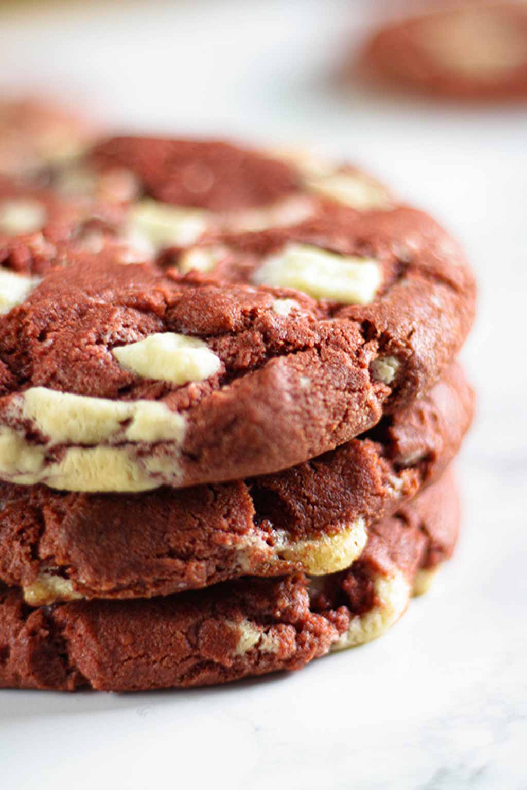 Stack Of 3 vegan red velvet Cookies