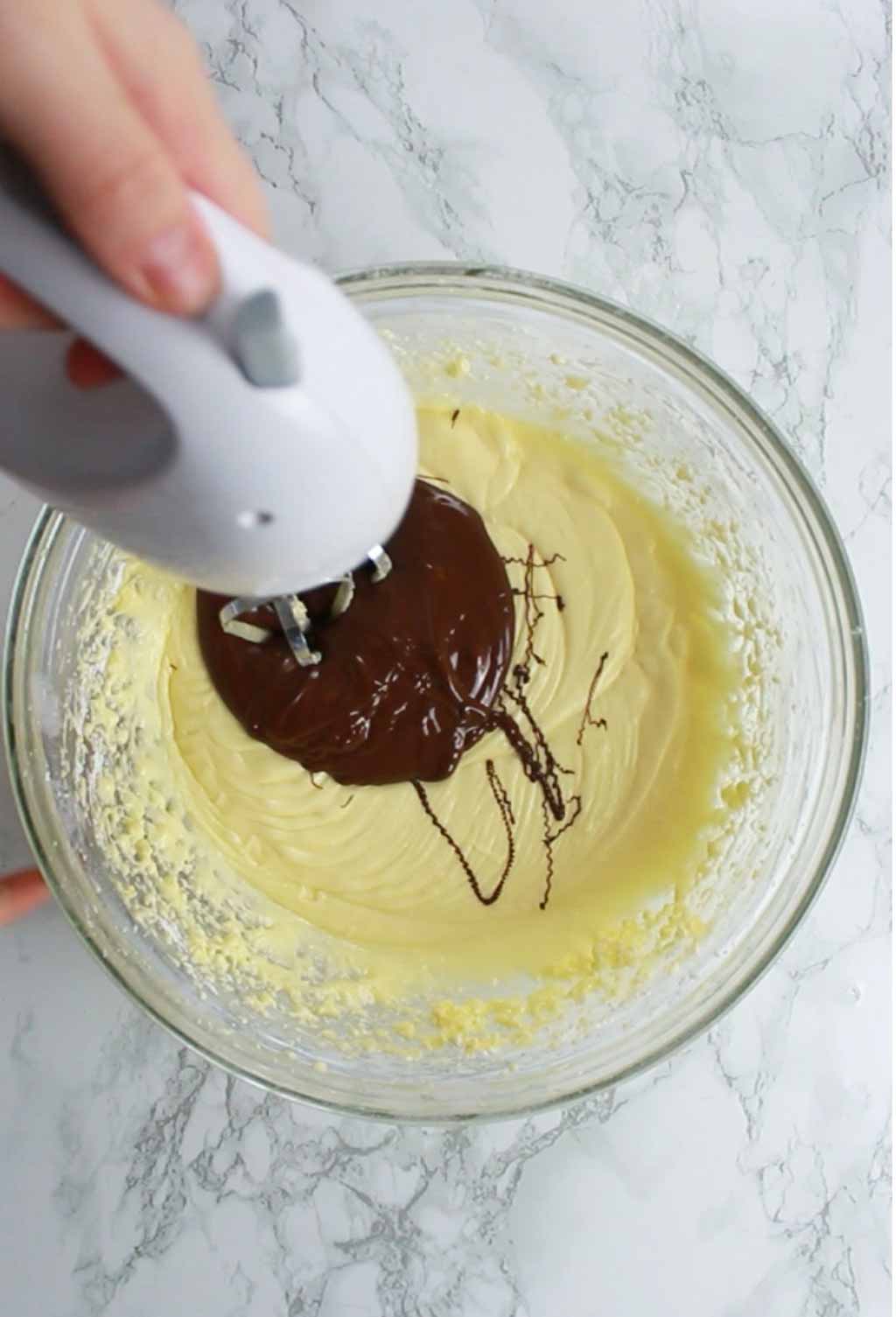 Whisking Melted Chocolate Into The Buttercream