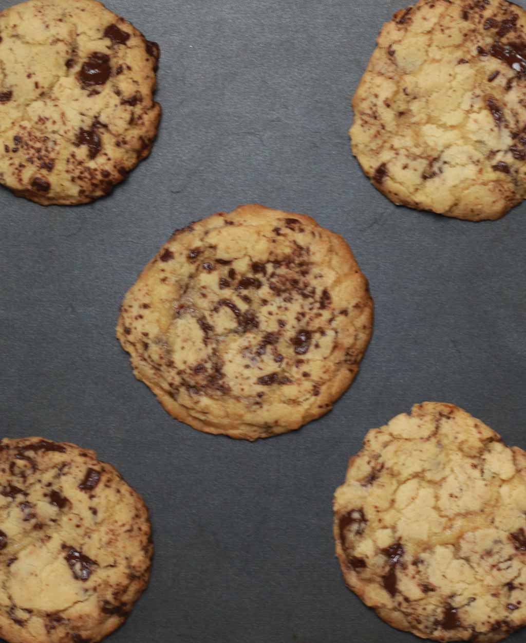 Baked Cookies On A Black Tray