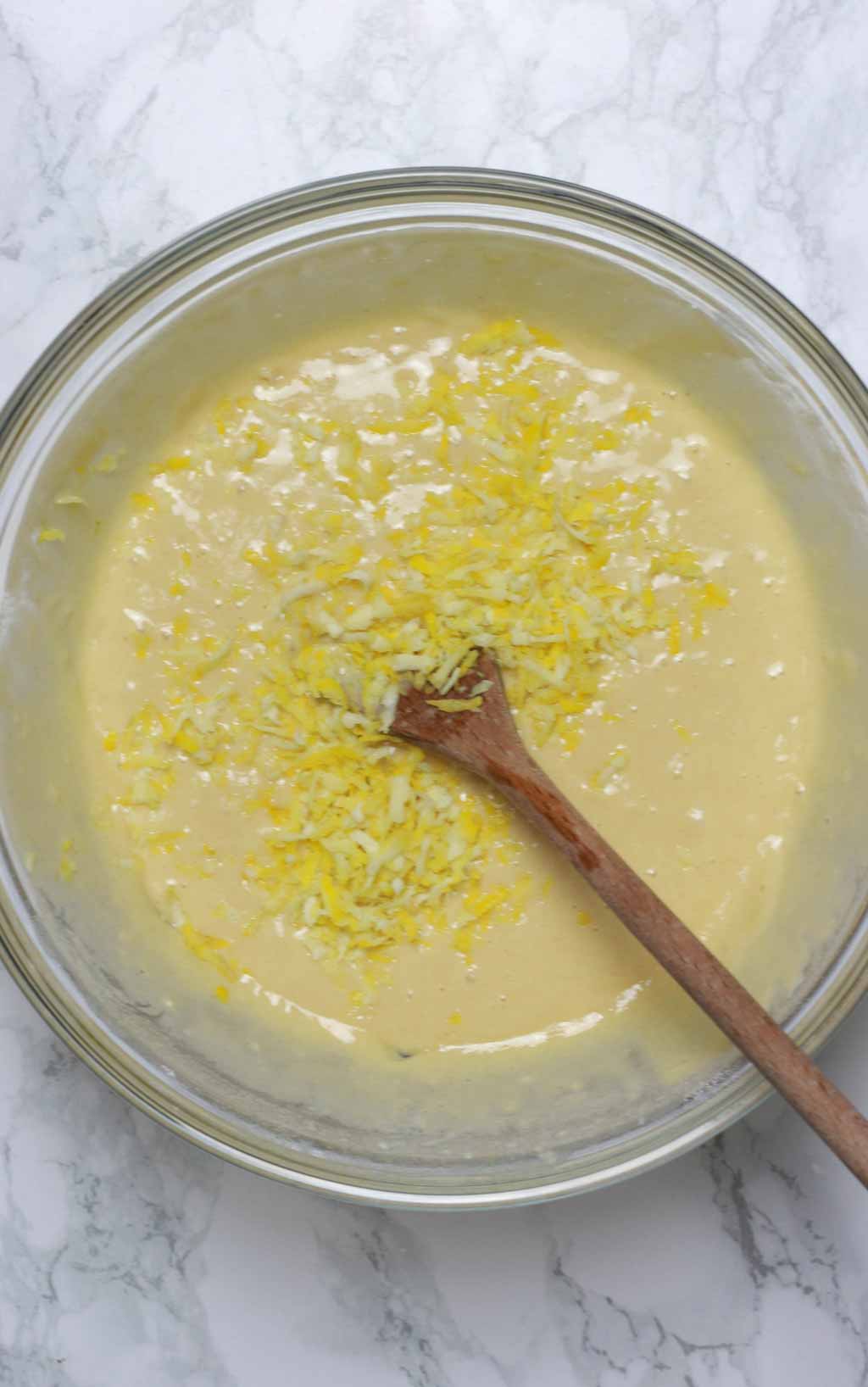 Cake Mix In A Bowl With Lemon Zest