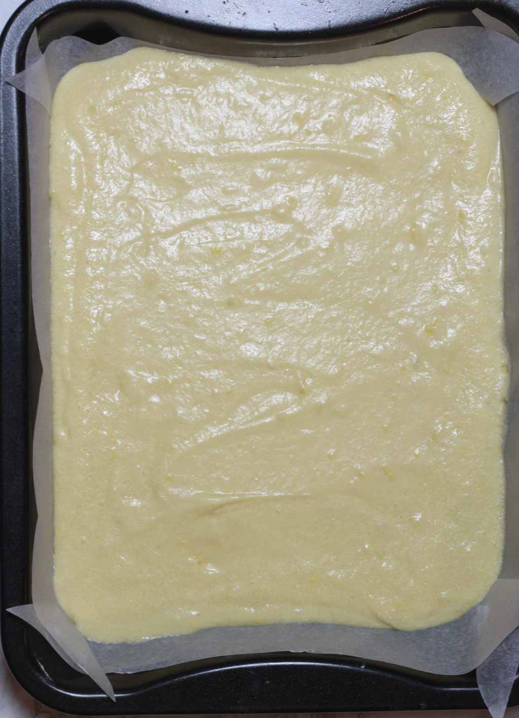 Cake Mix In Lined Tin