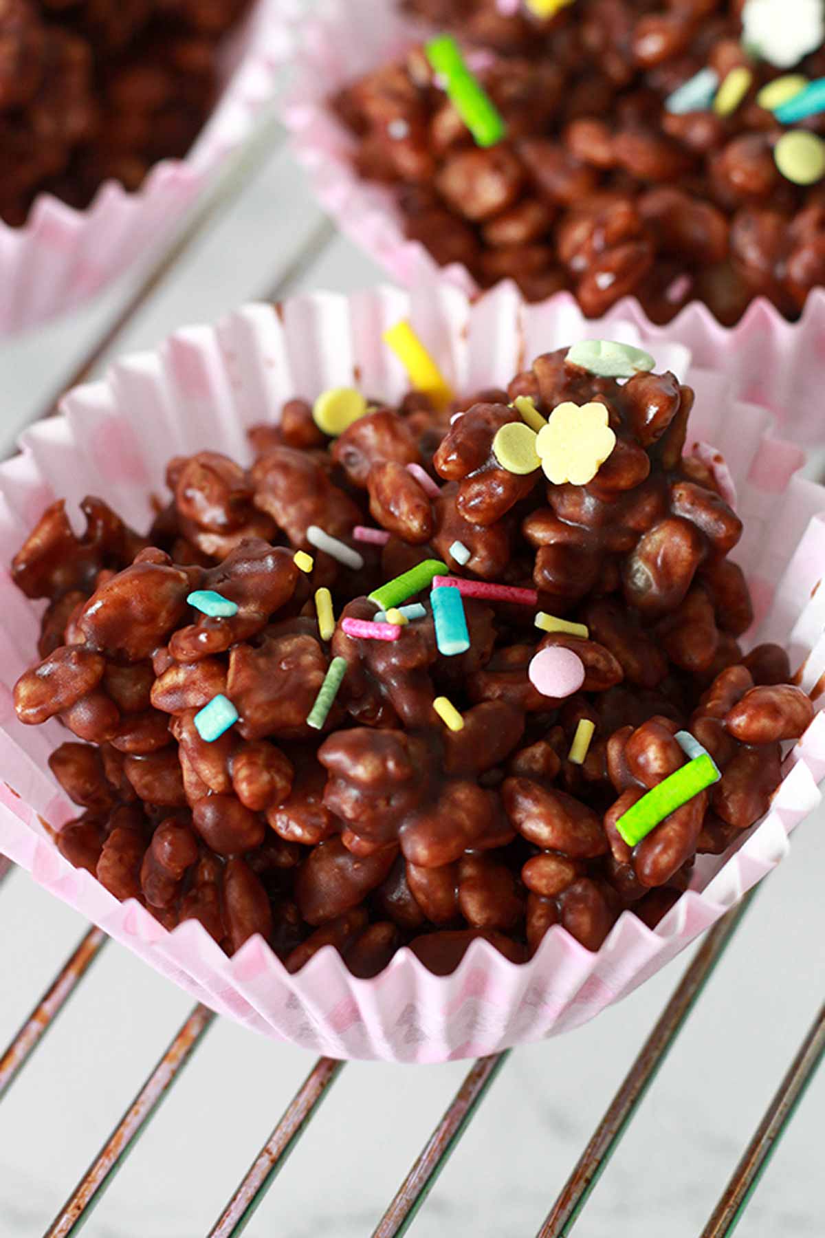 Chocolate Rice Crispy Cake In A Pink Case
