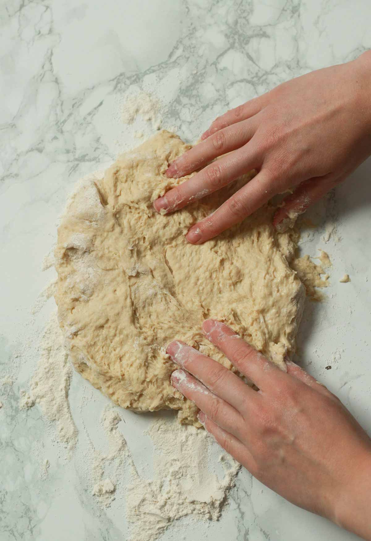 Sticky Cinnamon Roll Dough On A Floured Surface