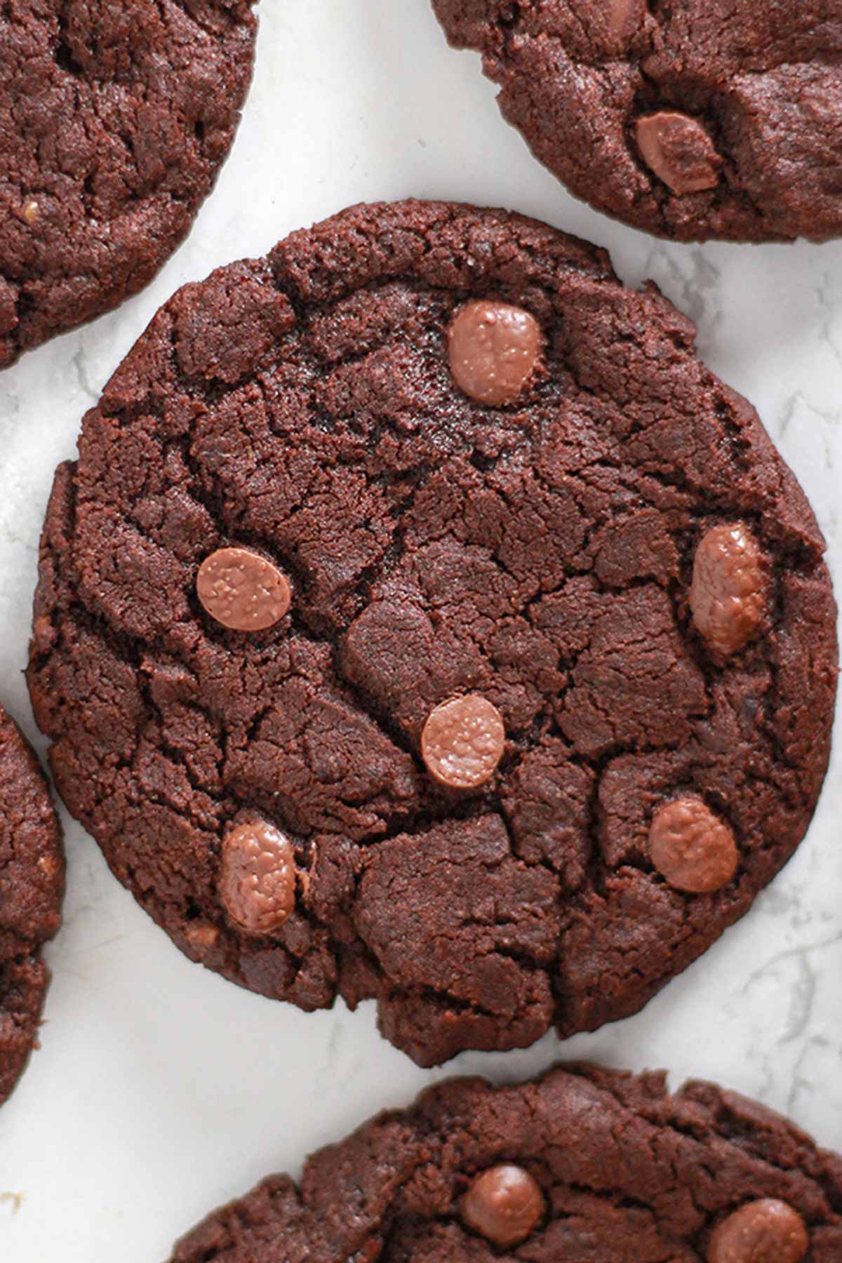 Overhead Shot Of Chocolate Cookie On A White Background