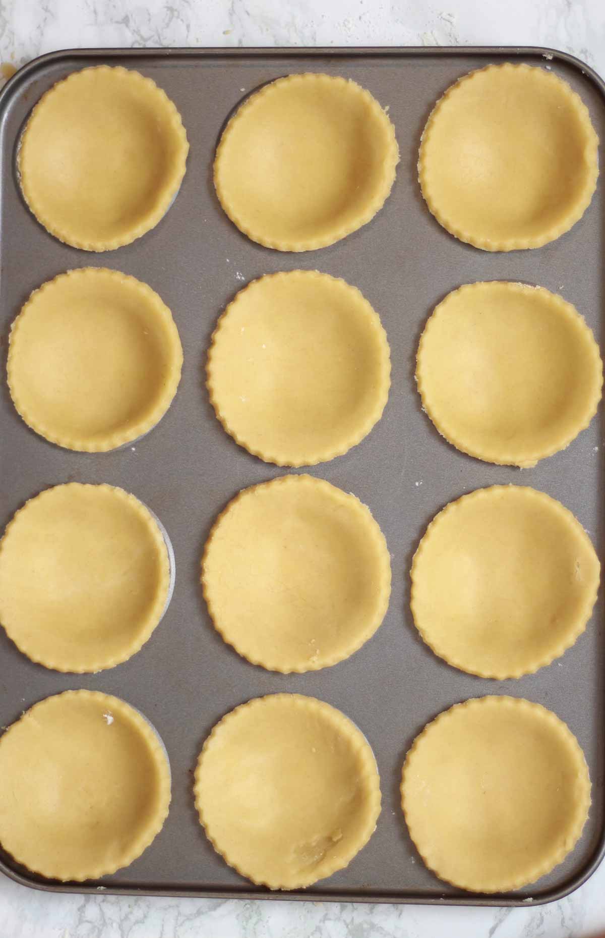 Eggless pastry Cases In Tin before baking