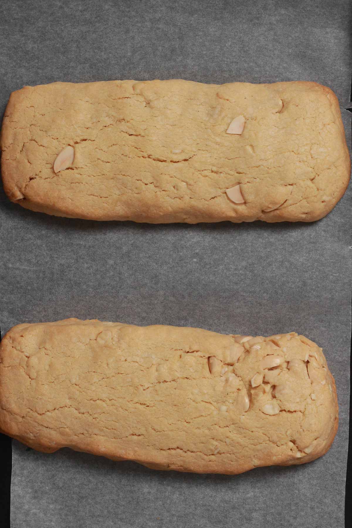2 Biscotti Logs On Baking Tray