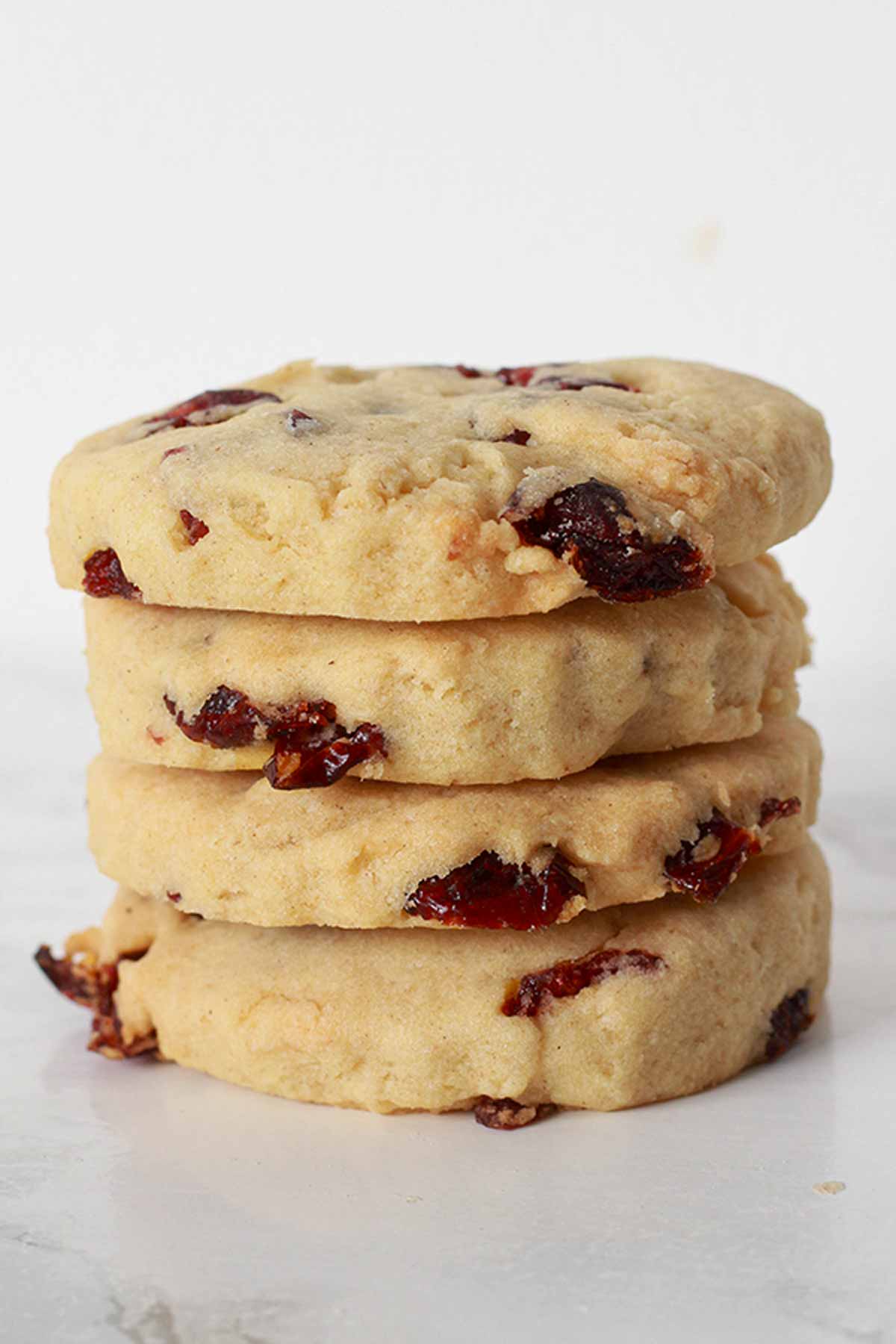 Stack Of 4 Vegan Cranberry Shortbread Cookies