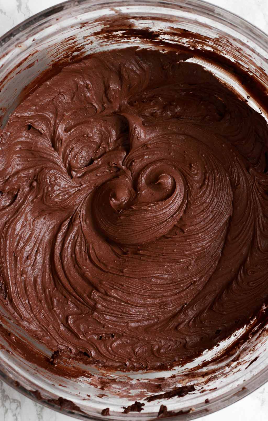 Vegan Chocolate Buttercream Frosting In A Bowl After Whipping