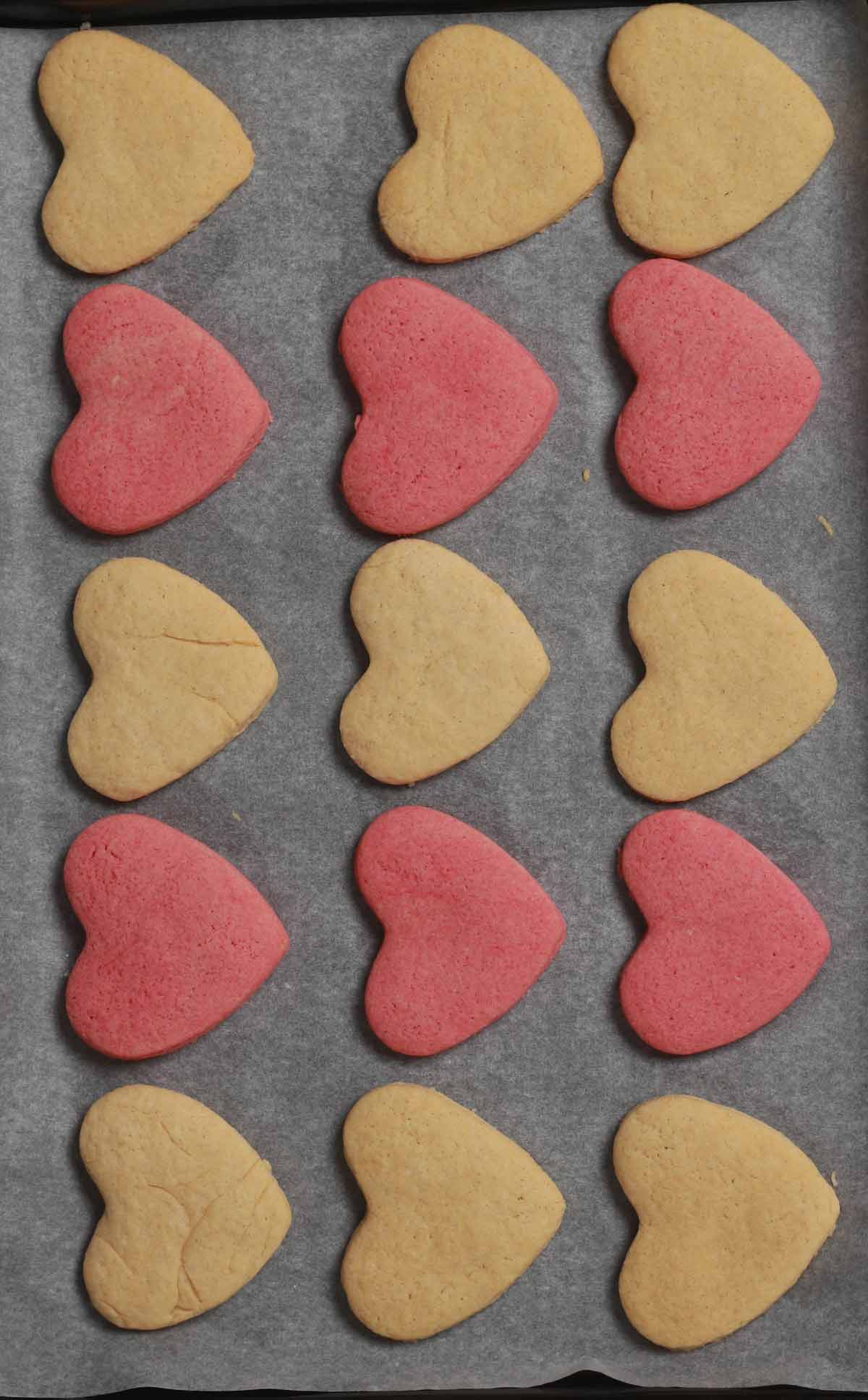 Baked Eggless Valentine's Day Cookies On Tray