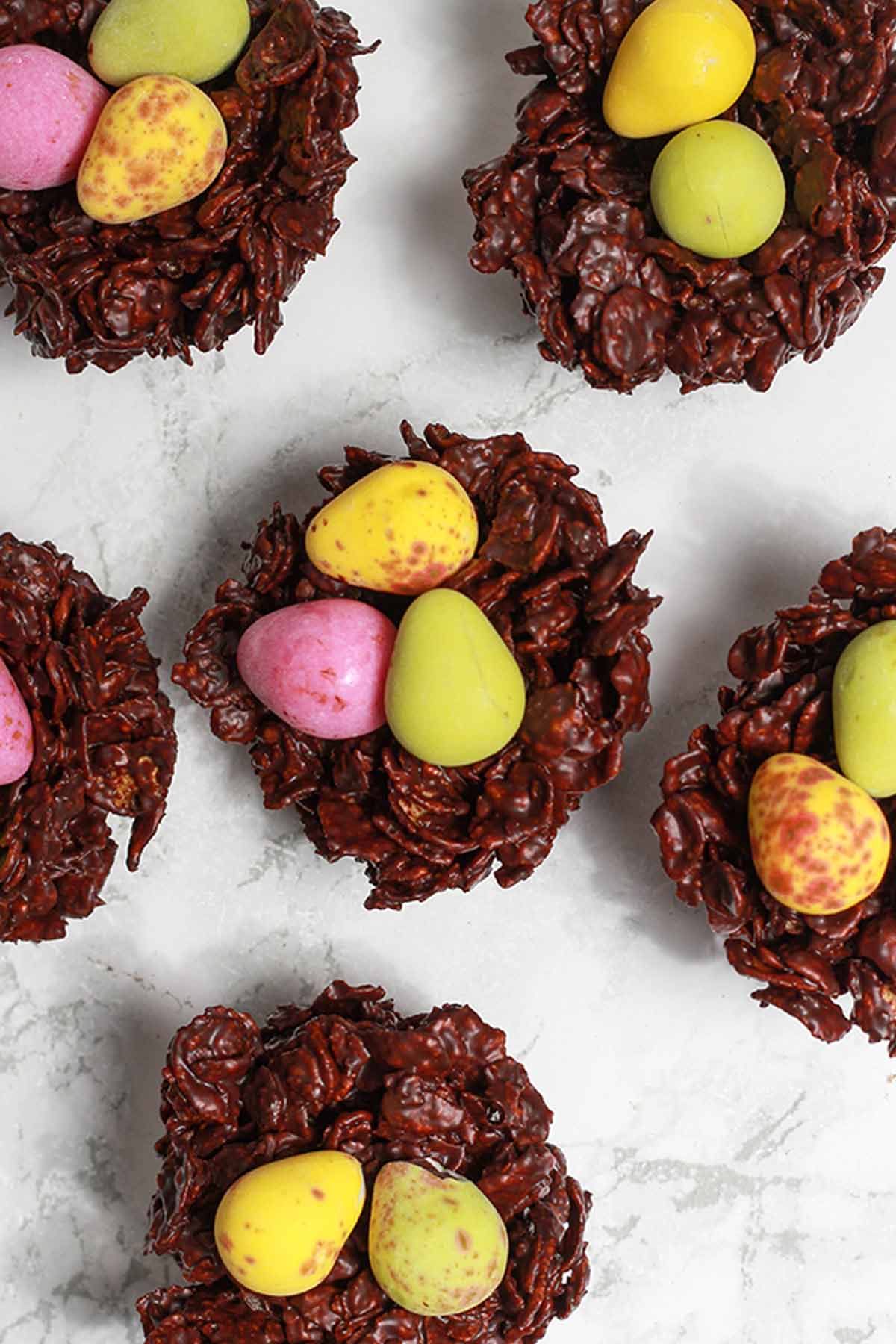Overhead Shot Of Dairy Free Chocolate Easter Nests