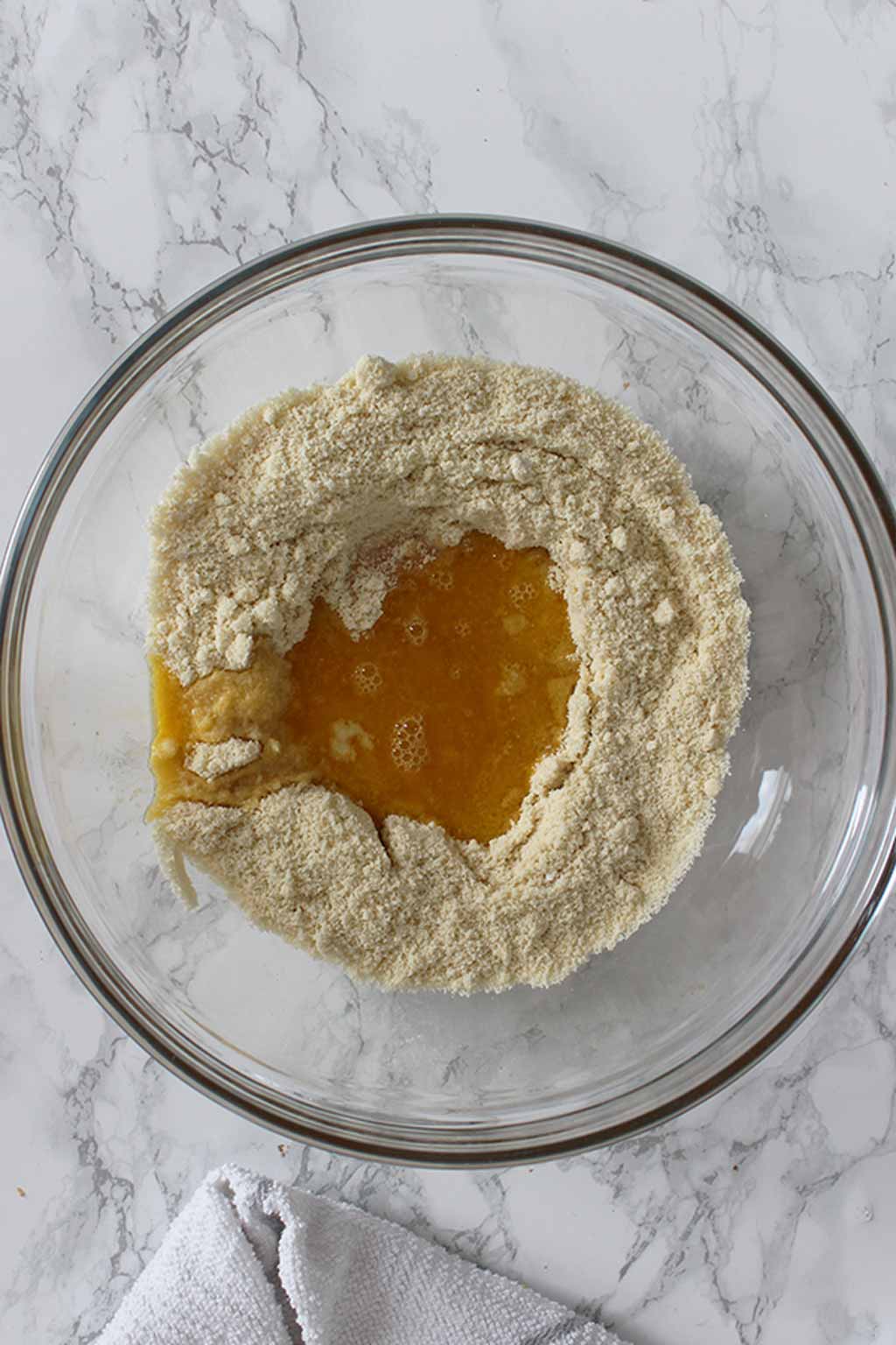 Bowl Containing Almond Flour And Melted Butter