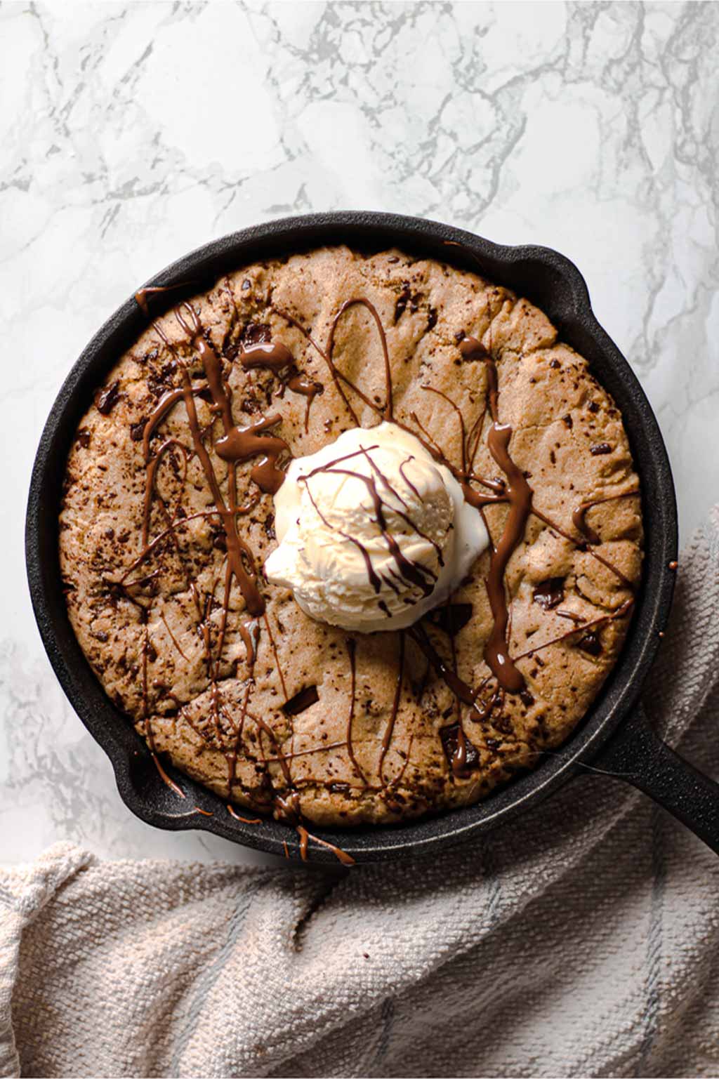 Overhead Shot Of Cookie Dough In Skillet