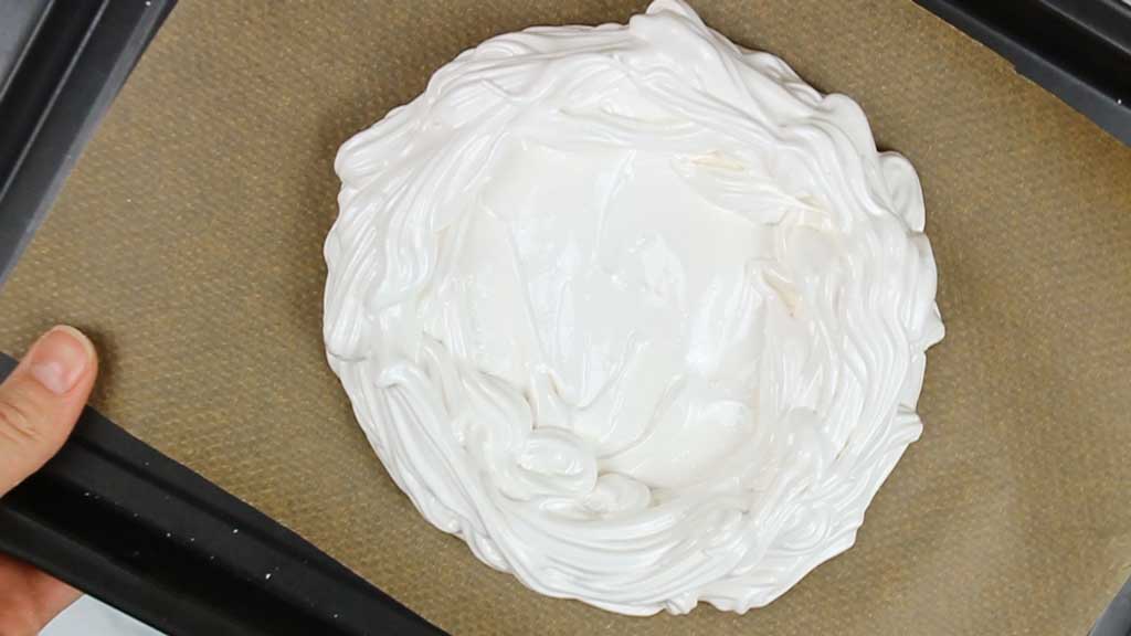 vegan pavlova before baking