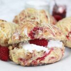raspberry white chocolate scone with cream