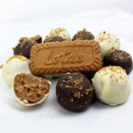 a group of truffles with a Lotus Biscoff cookie in the centre