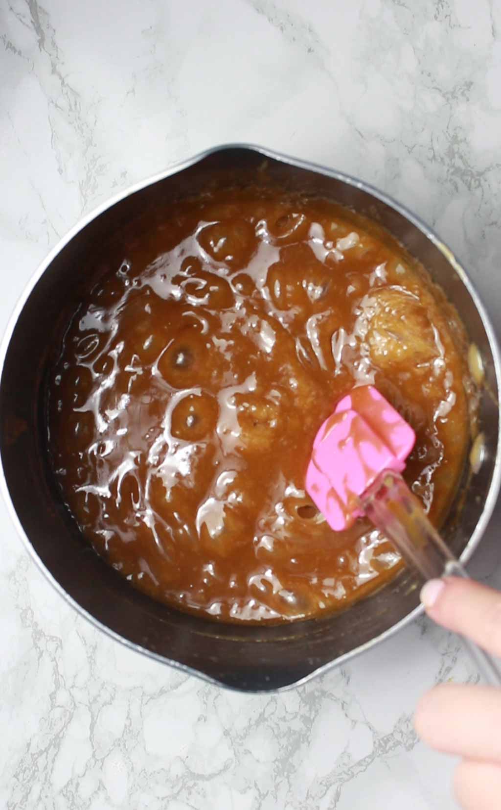 Caramel Bubbling In Pot
