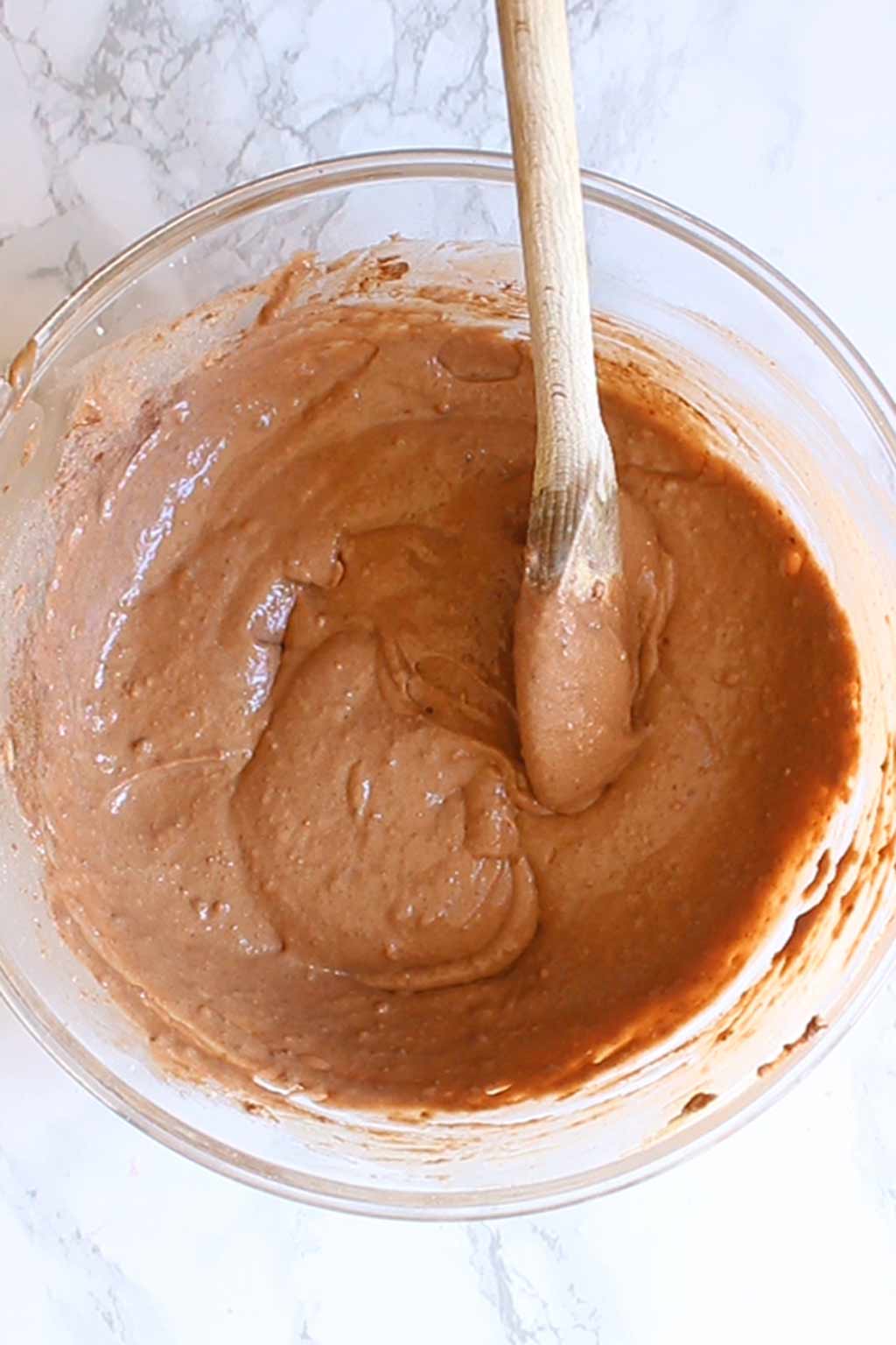 chocolate cake batter in bowl