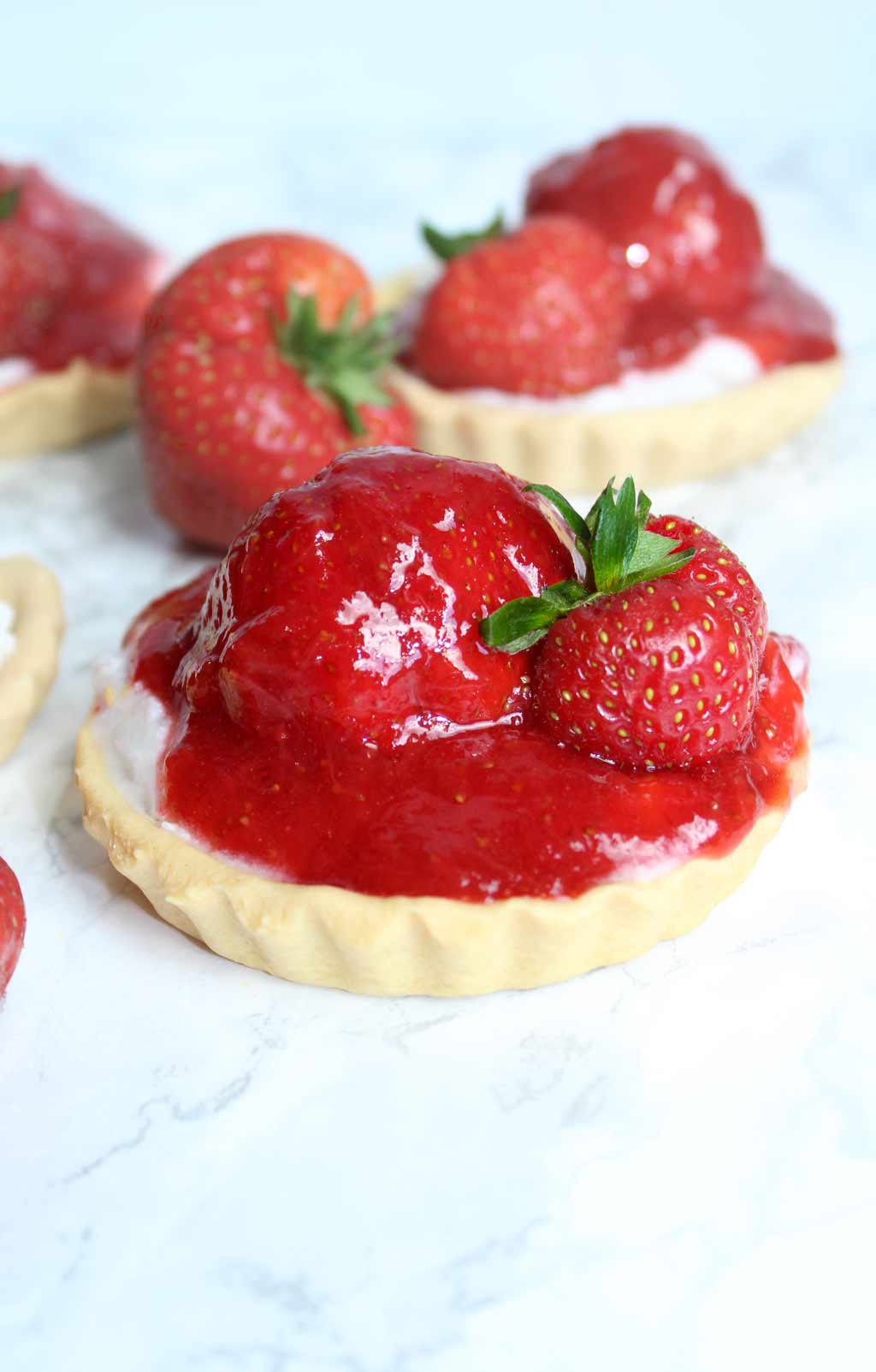 strawberry tart on counter top