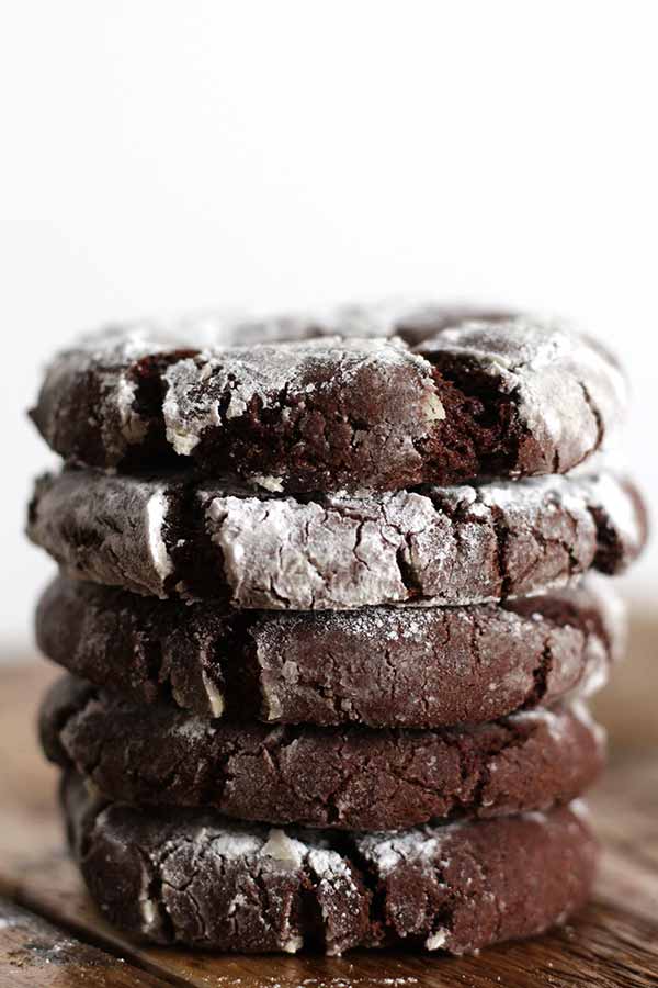 stack of 5 Chocolate Crinkle Cookies