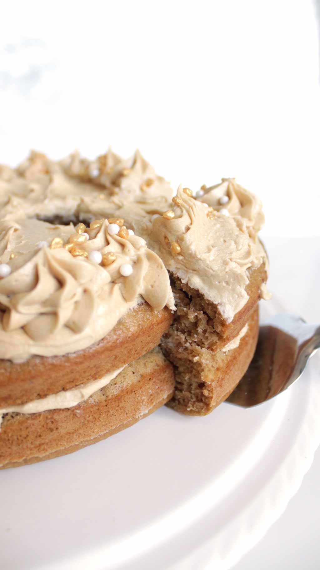 Coffee Cake With A Cake Knife Under One Slice