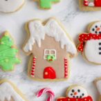 flat lay of vegan sugar cookies topped with royal icing