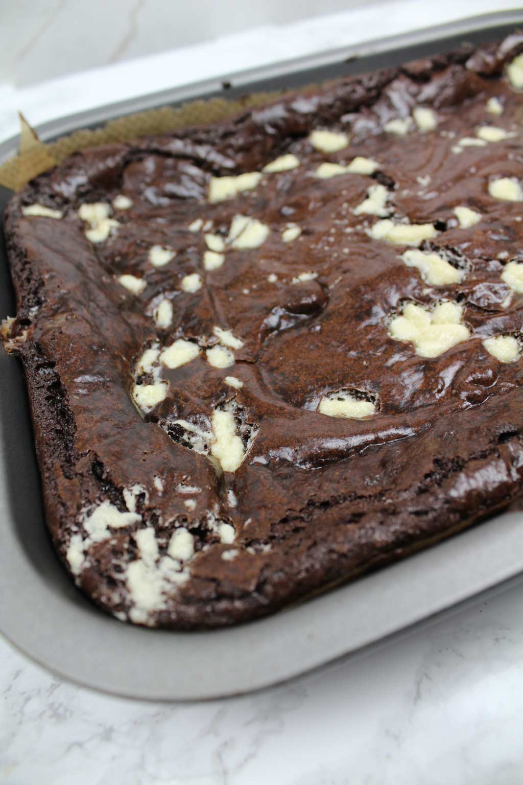 baked brownies in the pan