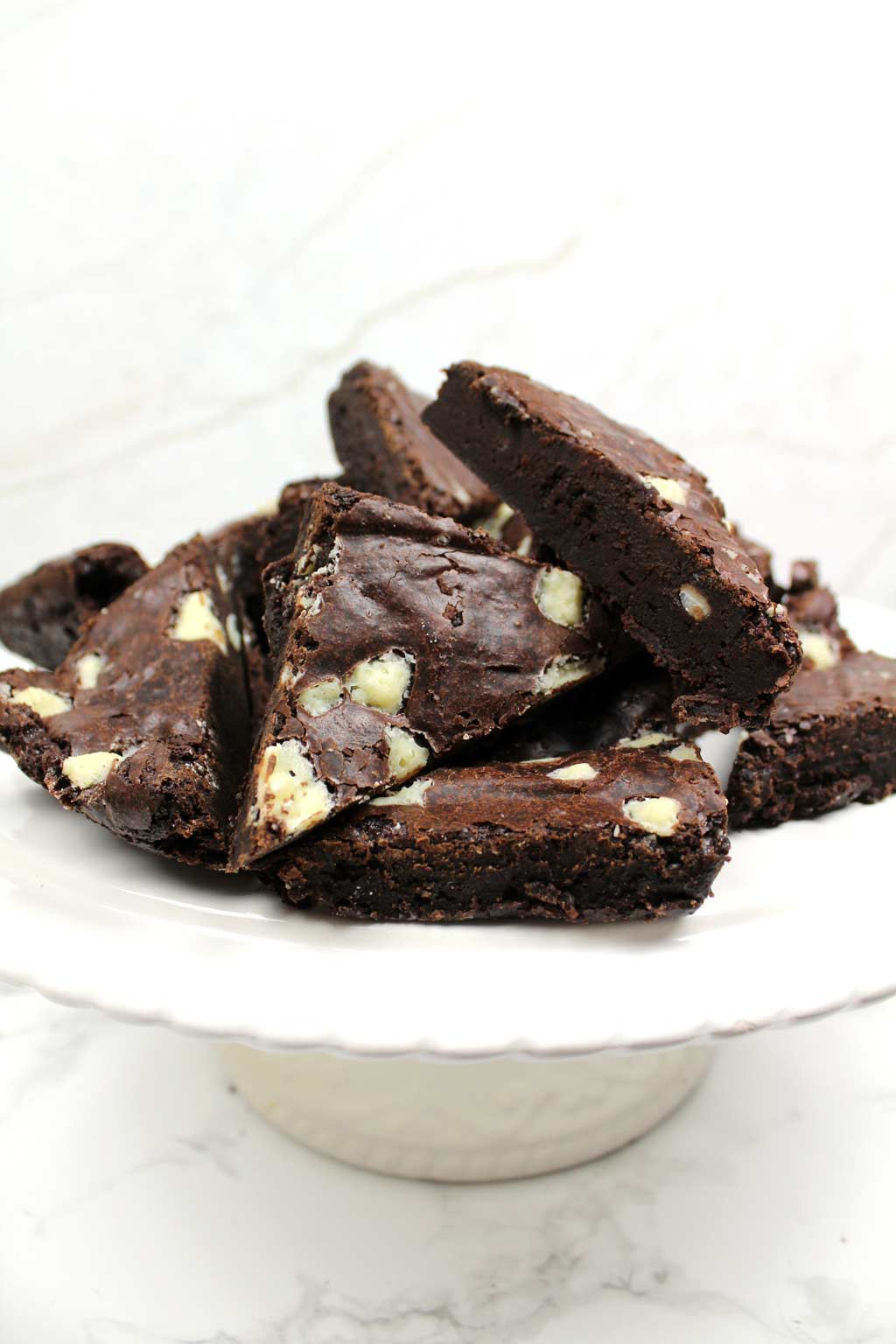 brownies on a cake stand