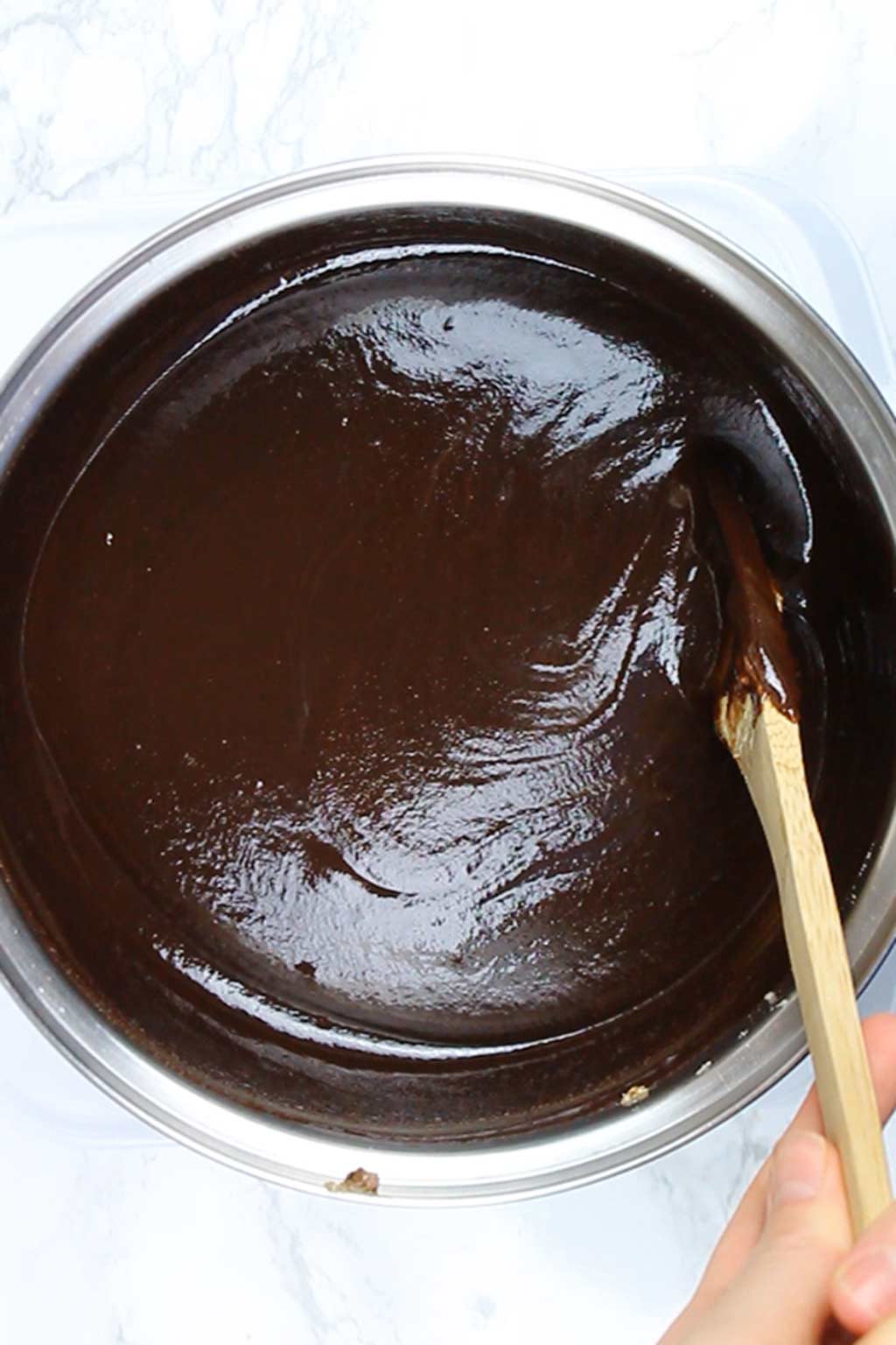 melted chocolate mixture in a pot