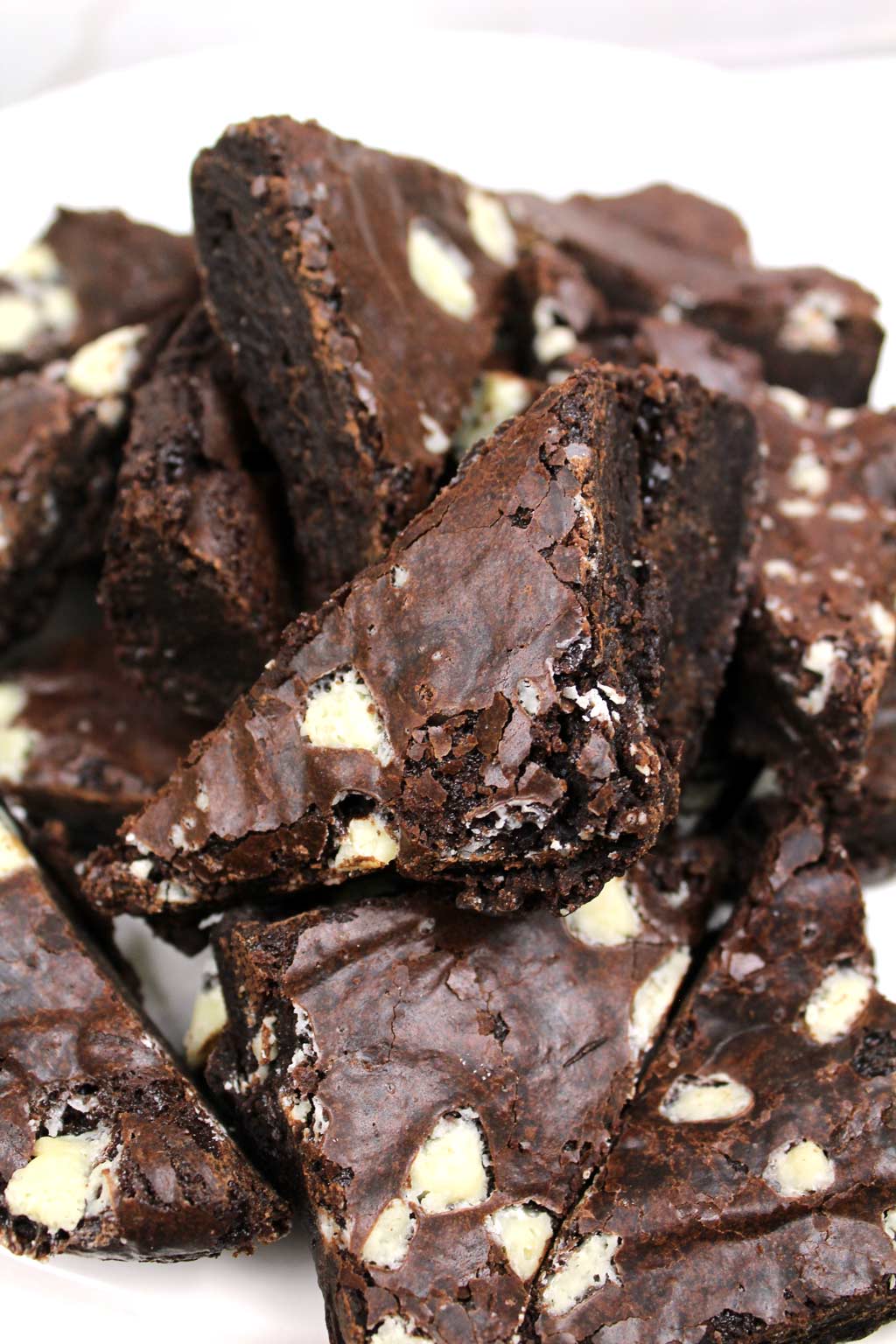 close up of vegan brownies on a plate