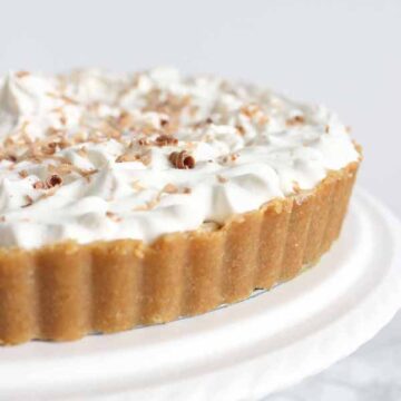 part of a vegan banoffee pie with whip on top