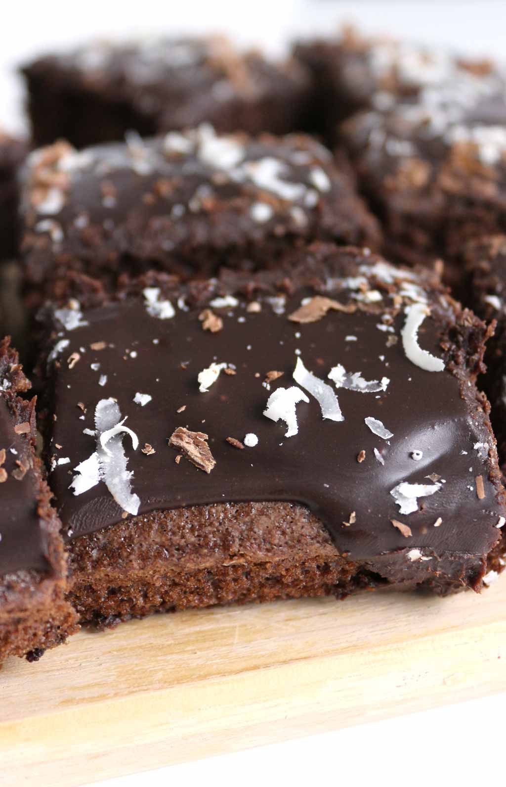 Close Up of vegan chocolate Sheet Cake