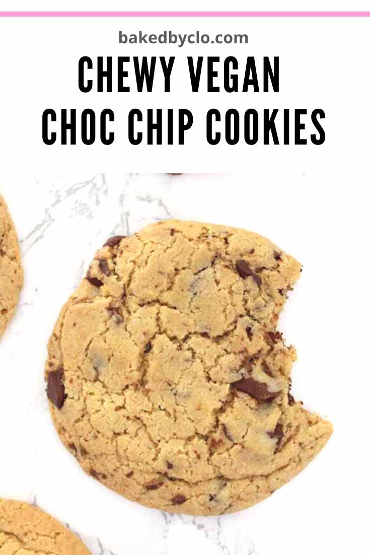Pinterest pin- chewy vegan choc chip cookies