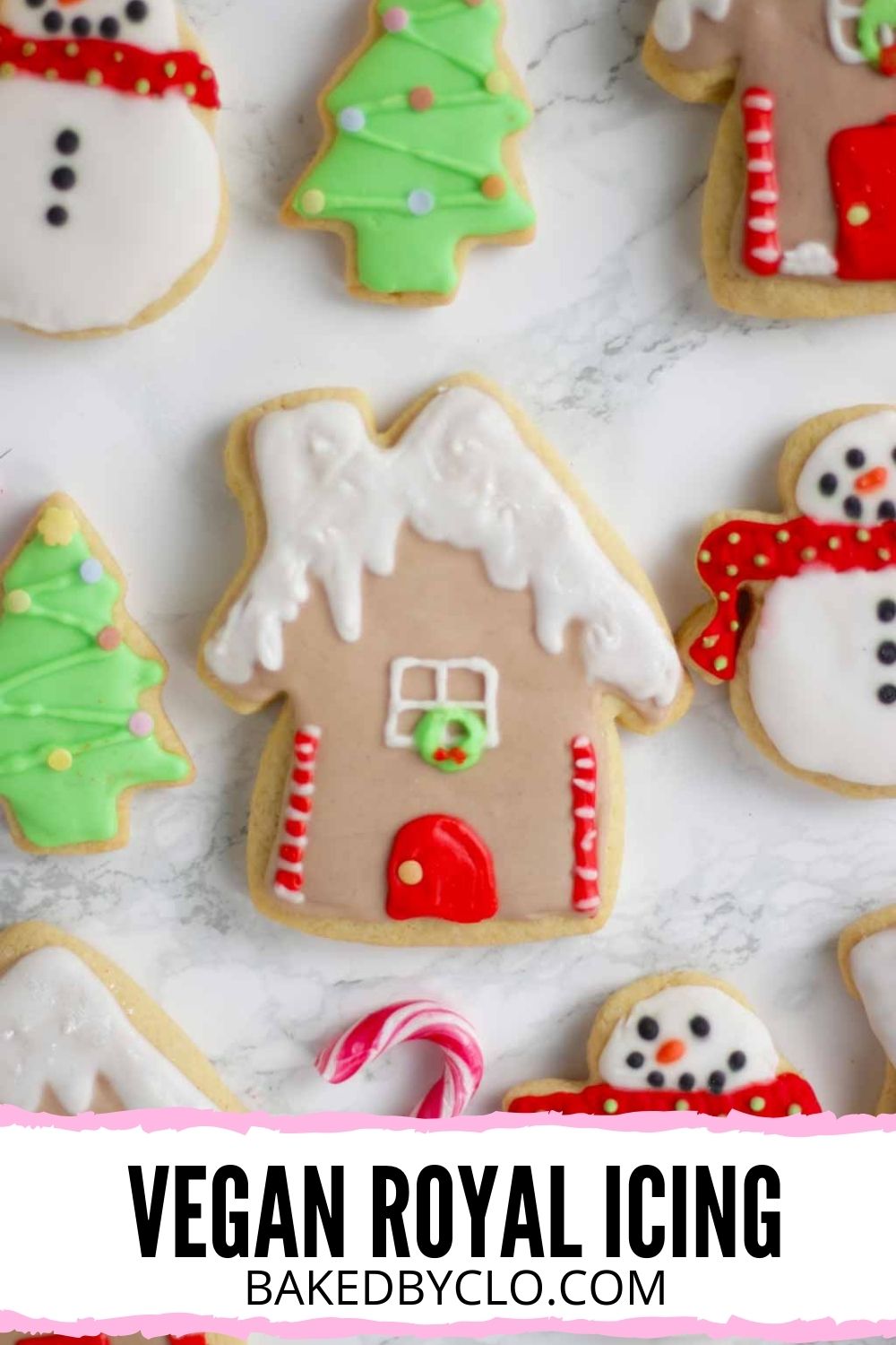 flat lay of cookies decorated with royal icing Pinterest Pin