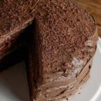 Thumbnail image of fudge cake with a slice missing