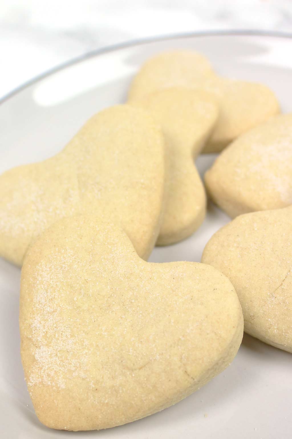 Heart shaped Shortbread image for vegan cookie recipes post