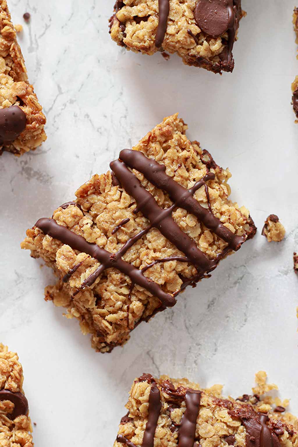 Overhead Shot Of Chocolate Flapjacks