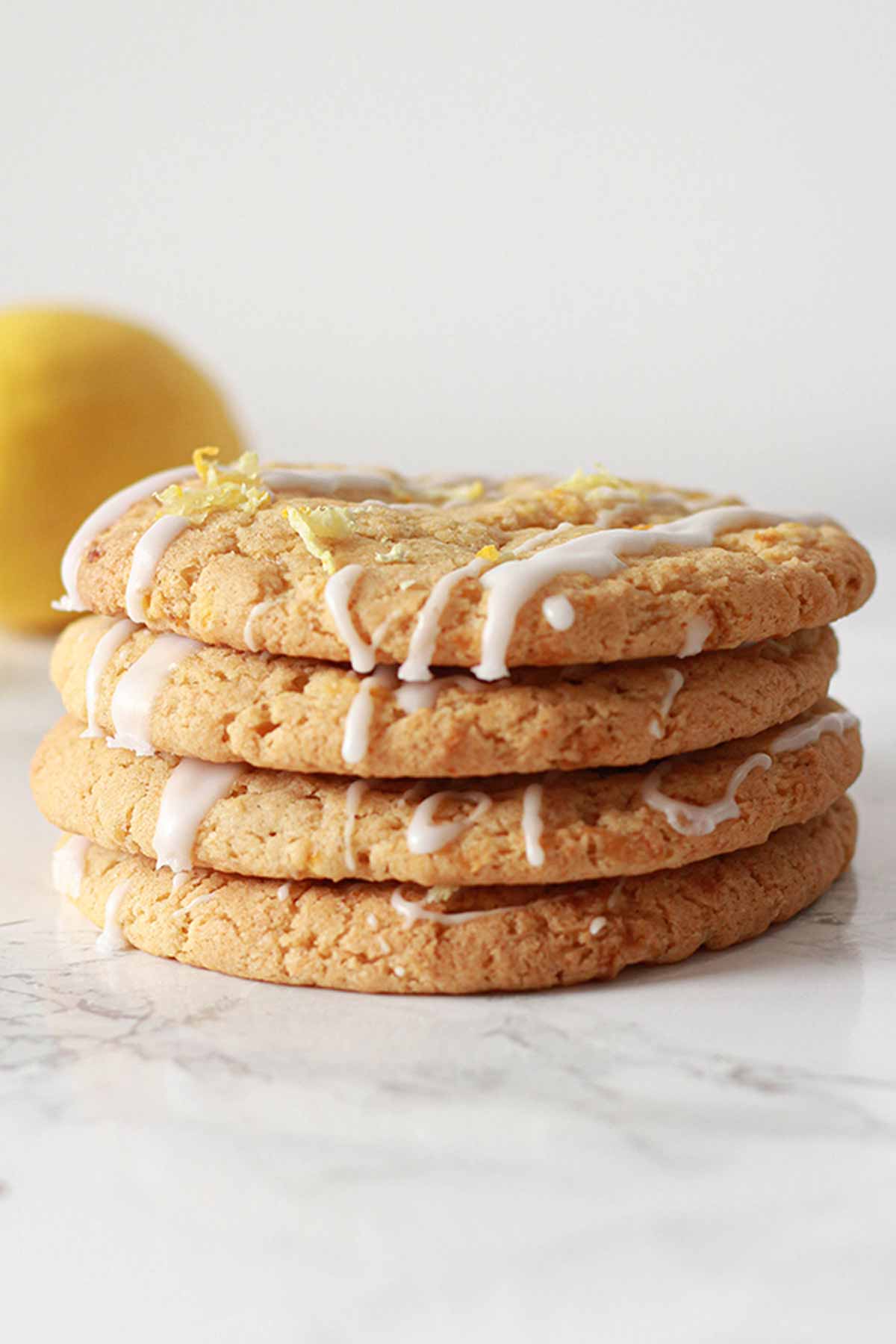 Stack Of 4 Lemon Drizzle vegan Cookies 